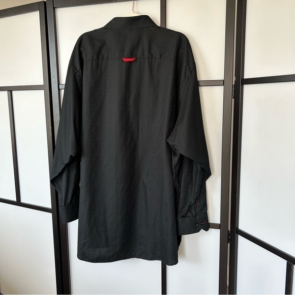 [3X] NXT Men’s Black on Black Pattern Formal Cotton Button Down Dress Shirt - Picture 3 of 11